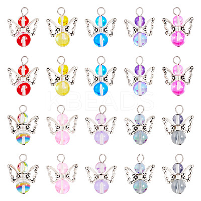 20Pcs Transparent Glass Pendants PALLOY-TAC0163-1