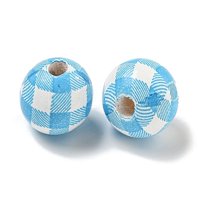 Printed Wood European Beads WOOD-G022-13K-1
