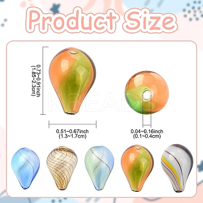 10Pcs 5 Styles Transparent Handmade Blown Glass Globe Beads GLAA-YW0005-75-1