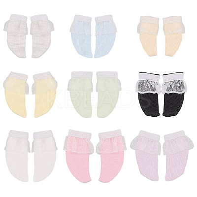 18 Pairs 9 Colors Cloth Doll Lace Short Socks AJEW-GO0001-92-1