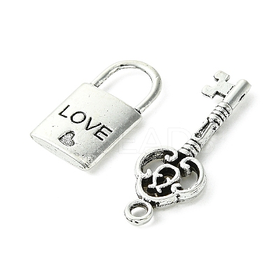 8Pcs 4 Styles Tibetan Style Alloy Skeleton Key Lock Pendants FIND-FS0002-11-1