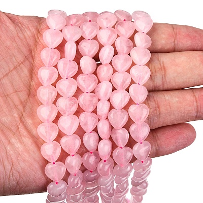 Heart Natural Rose Quartz Beads Strands X-G-G632-01-1