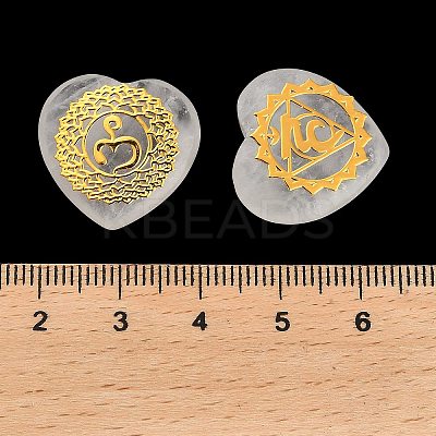 7Pcs 7 Styles Chakra Natural Quartz Crystal Love Heart Ornaments Figurines G-P533-01G-1