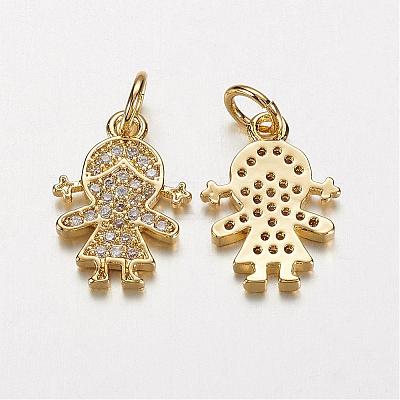 Electrophoresis Brass Micro Pave Cubic Zirconia Charms ZIRC-P047-14G-1