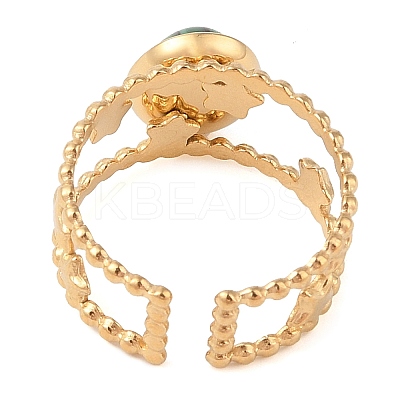 Oval Natural Malachite Finger Rings RJEW-Z057-11G-02-1