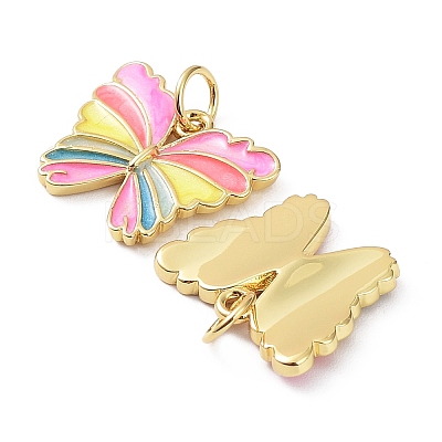 Rack Plating Brass Enamel Charms KK-B076-07G-1