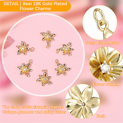 8Pcs Rack Plating Brass Micro Pave Clear Cubic Zirconia Pendants KK-BBC0021-87-1