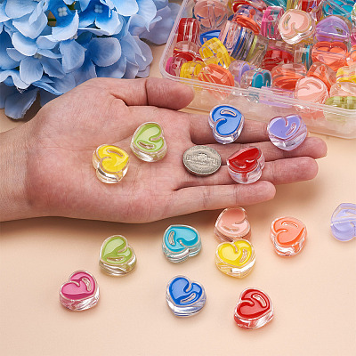 90Pcs 9 Colors Transparent Enamel Acrylic Beads TACR-CD0001-06-1