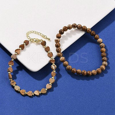 Natural & Synthetic Mixed GemstoneBeaded Bracelets Set for Women BJEW-G752-02G-1