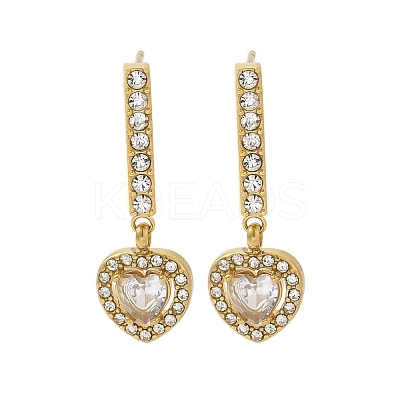 Ion Plating(IP) Stainless Steel Inlay Rhinestone & Clear Cubic Zirconia Stud Earrings for Women EJEW-M024-08B-G-1