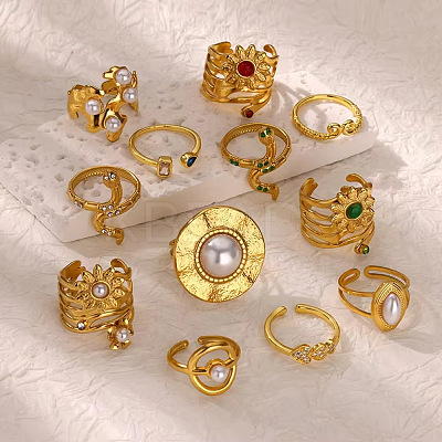 Retro Royal Style 304 Stainless Steel Cuff Rings FS-WG343E9-08-1