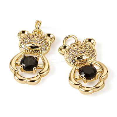 2Pcs Brass Micro Pave Cubic Zirconia Pendants KK-TA0002-81C-1