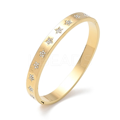 304 Stainless Steel & Rhinestone Hinged Bangles for Women BJEW-Z178-06G-1
