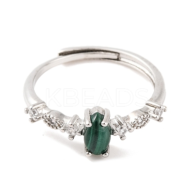 Horse Eye Natural Malachite Adjustable Rings RJEW-Q817-02P-06-1