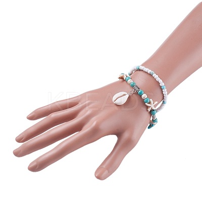 Cowrie Shell Multi-strand Bracelets BJEW-JB04085-1