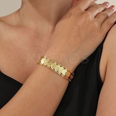Brass Coin Link Chain Bracelet QR2720-1-1