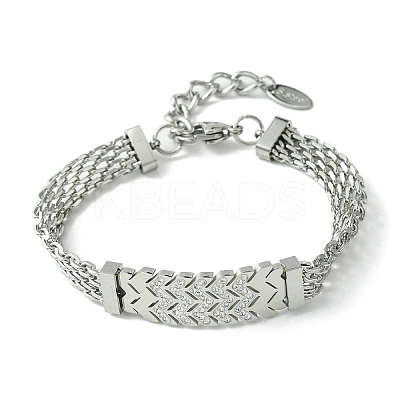 304 Stainless Steel with Cubic Zirconia Bracelet NJEW-Q322-06P-1