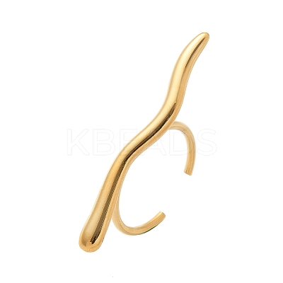 304 Stainless Steel Bar Open Cuff Rings for Women RJEW-Z077-01G-10-1