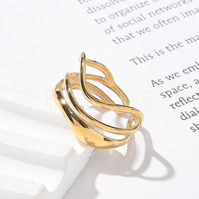 304 Stainless Steel Multilayer Open Cuff Rings for Women RJEW-Z077-01G-01-1