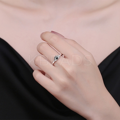 Brass Micro Pave Cubic Zirconia Adjustbale Finger Rings for Women PW-WG17DE1-01-1