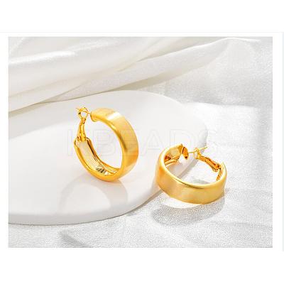 Brass Ring Hoop Earrings for Women EJEW-A121-17A-G-1