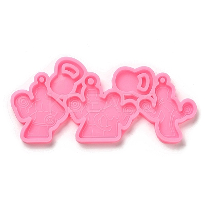 Fitness Theme Silicone Keychain Pendant Molds AJEW-M221-05-1