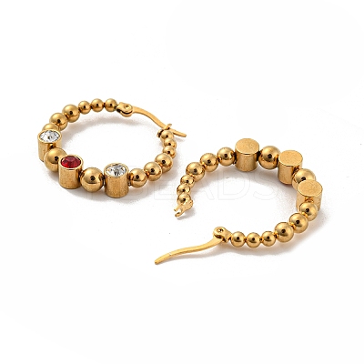 304 Stainless Steel Beaded Hoop Earrings EJEW-G368-05G-1