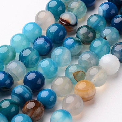 Natural Striped Agate/Banded Agate Beads Strands X-G-D845-01E-6mm-1