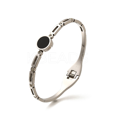 304 Stainless Steel Hinged Enamel Bangles for Women BJEW-F474-40P-1