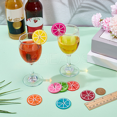 8Pcs Orange Silicone Wine Glass Charms AJEW-WH00471-02-1