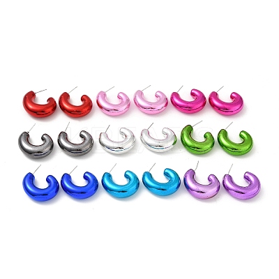 Donut Acrylic Stud Earrings EJEW-P251-31-1