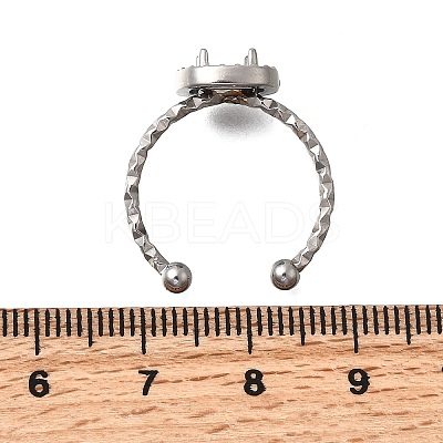 Square 304 Stainless Steel Adjustable Cuff Ring Components STAS-H237-02F-P-1