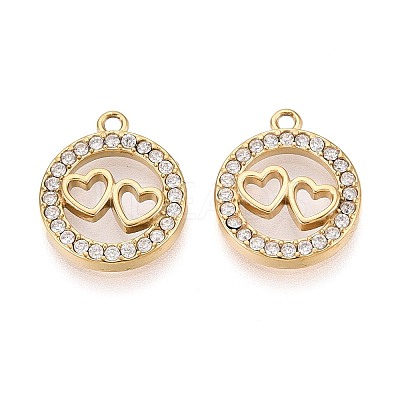 304 Stainless Steel Micro Pave Cubic Zirconia Charms STAS-N115-56G-1