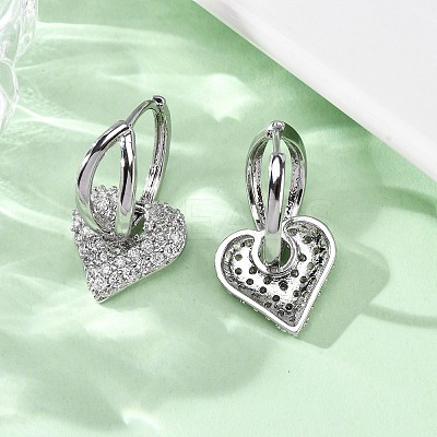 Brass Micro Pave Clear Cubic Zirconia Hoop Earrings EJEW-D322-08P-1