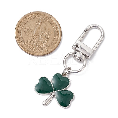 Lucky Clover Alloy Enamel Pendant Decoration HJEW-JM02502-02-1