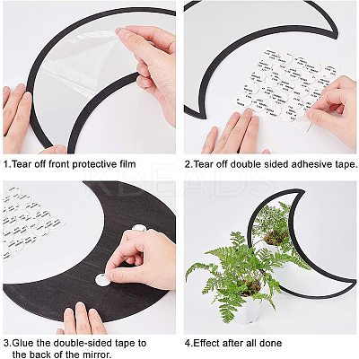 Acrylic Wooden Moon Phase Mirror DIY-WH0167-48B-1