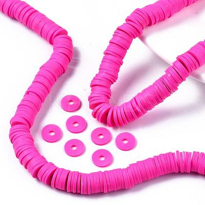 Flat Round Handmade Polymer Clay Beads CLAY-R067-10mm-31-1