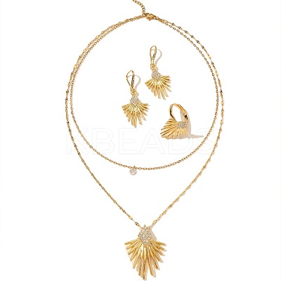 Alloy Crystal Rhinestone Double Layer Necklace & Earrings & Rings Sets FS-WG16ACC-01-1