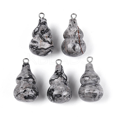 Natural Map Stone Pendants G-T144-73C-1