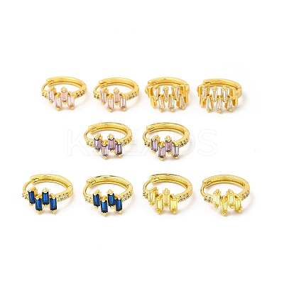 Cubic Zirconia Rectangle Hoop Earrings EJEW-E270-04G-1