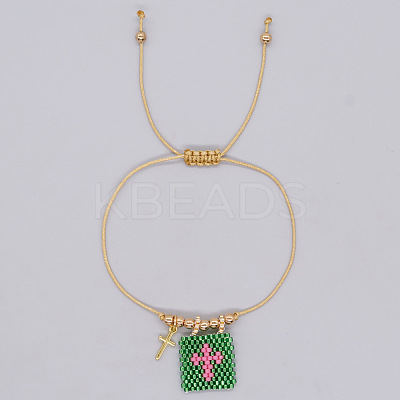 Bohemian Style Glass Seed Bead & 304 Stainless Steel Charm Bracelets BY1855-3-1