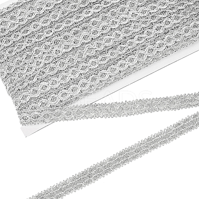 Polyester Braided Metallic Lace Trim SRIB-WH0011-180B-02-1
