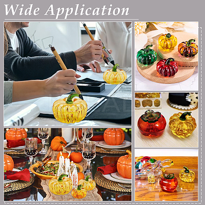 3Pcs 3 Styles Glass Pumpkin Display Decorations DJEW-PH0001-68C-1