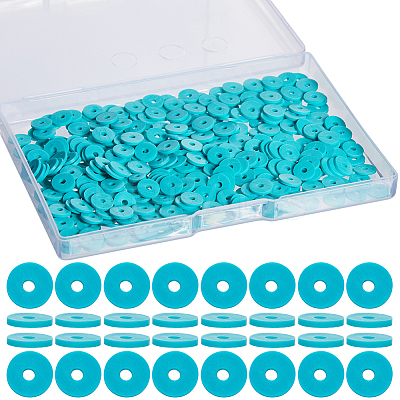 Flat Round Handmade Polymer Clay Beads CLAY-SC0001-58B-01-1