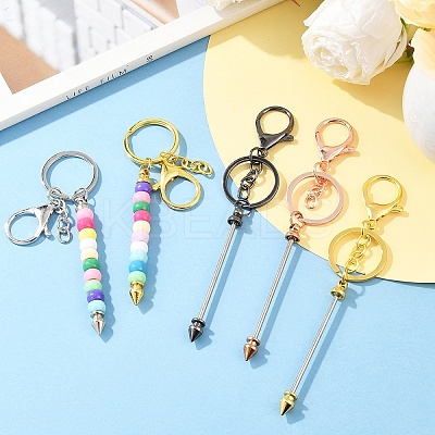 10Pcs Alloy Bar Beadable Keychain for Jewelry Making DIY Crafts KEYC-YW0001-29RG-1