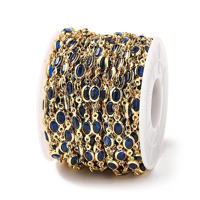 Brass Glass Oval Link Chains CHC-R001-02G-05-1