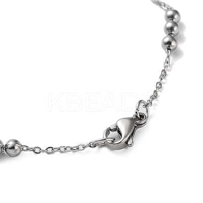 Non-Tarnish 304 Stainless Steel Round Beaded Link Chain Bracelets for Women LS-BJEW-D033-01P-1