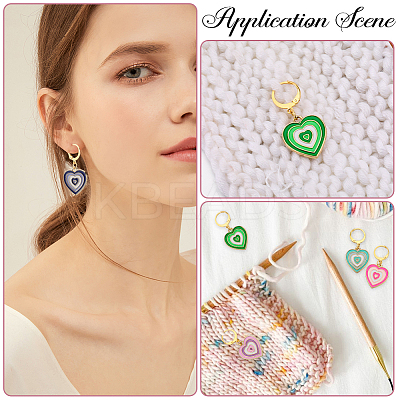 Alloy Enamel Heart Pendant Decorations HJEW-SC00048-1