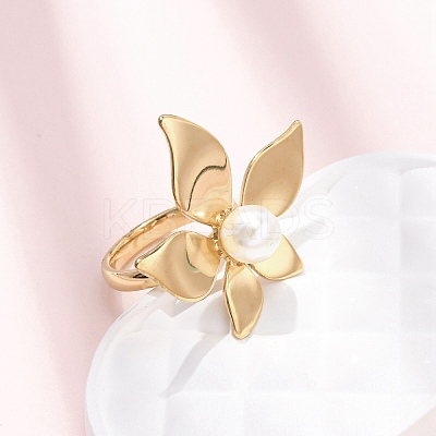 Opaque Acrylic Imitation Pearl Finger Rings RJEW-P177-03B-G-1