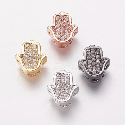 Brass Cubic Zirconia Beads KK-P134-05-1